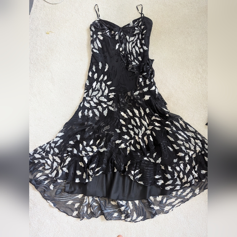 Y2K Whimsigoth Elegant Black and White High Low Dress Spaghetti Strap